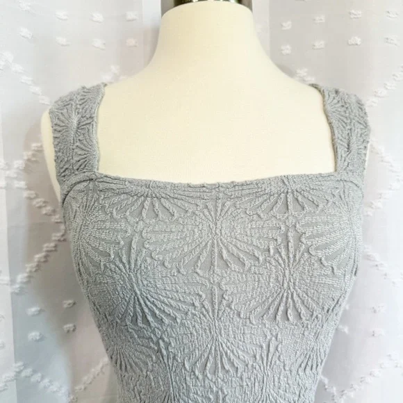 👀 485. NWOT Free People Intimately Textured Knit Tank | XS/S Slate Gray Stretchy - Picture 4 of 9